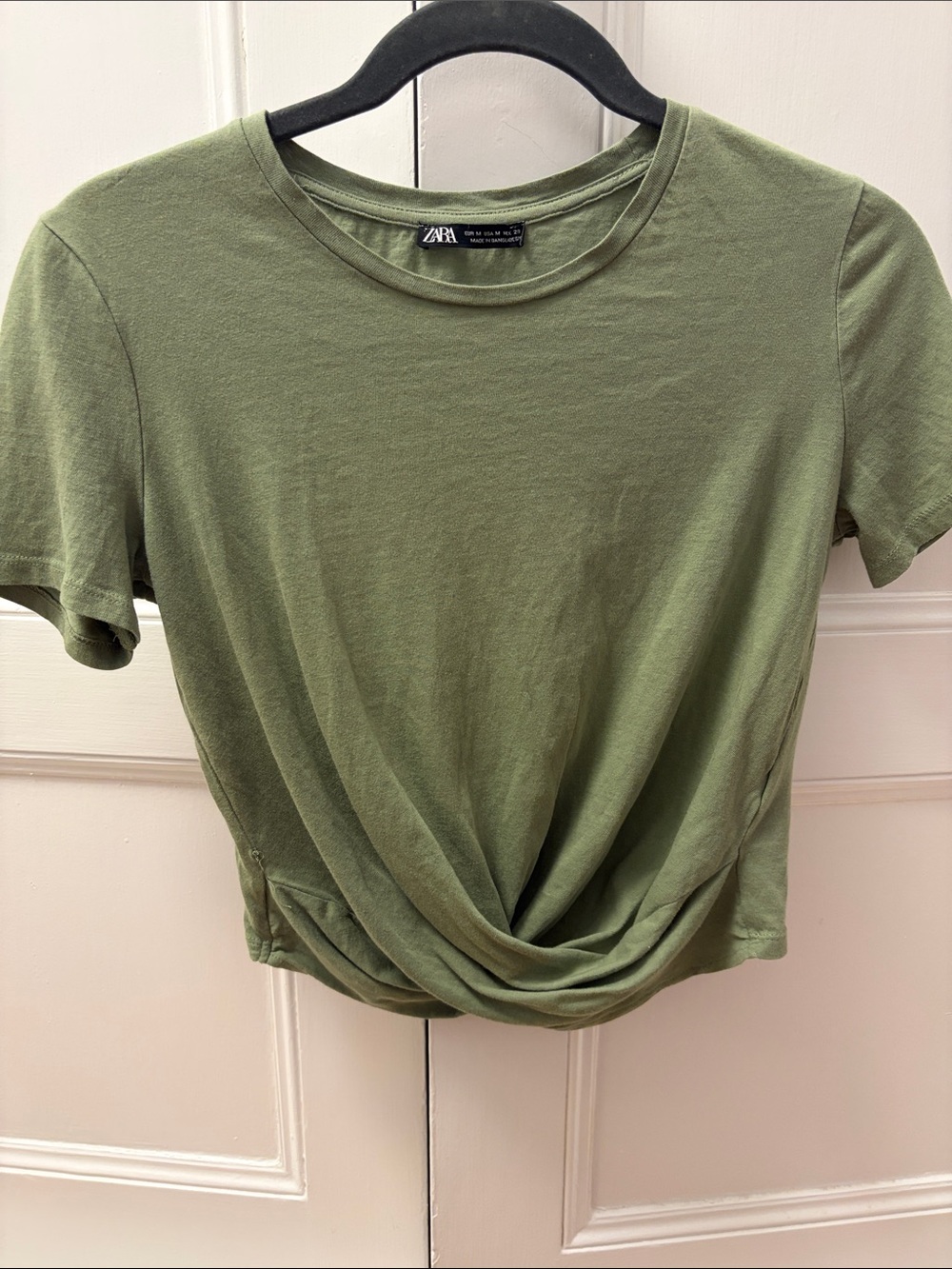 ZARA Olive Twist-Front Crop Top